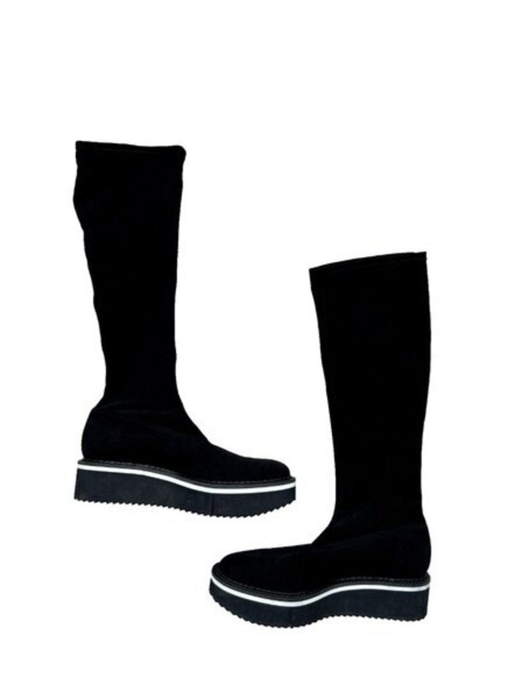 Black Platform Knee-High Boots - Women